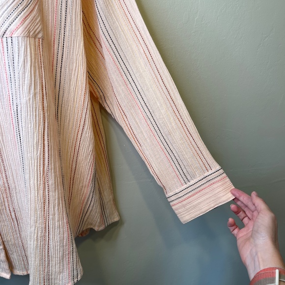 Chaser | Plus Size Shirting Button Down Embroidered Semi Sheer Lightweight Shirt - Picture 12 of 16